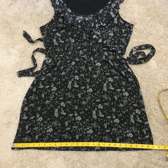 Retro Floral Boho Ruffle Collar Sleeveless Belted Dress - Picture 15 of 16